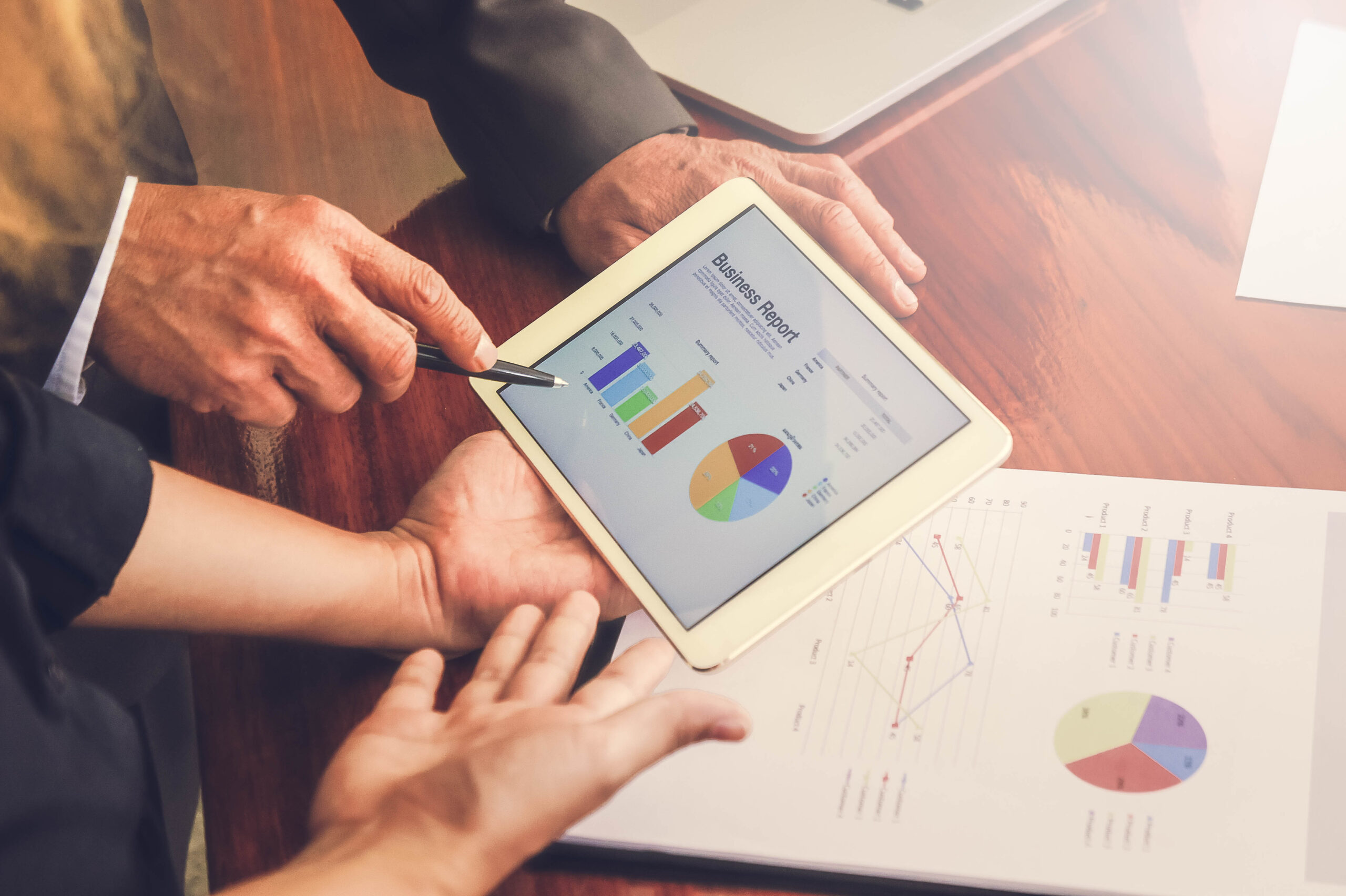 Business meetings, documents, sales analysis, Analysis results ,